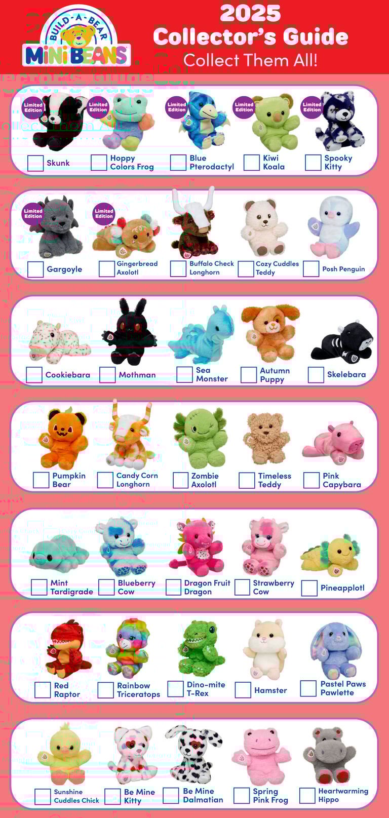 Build-A-Bear Mini Beans Collector's Guide