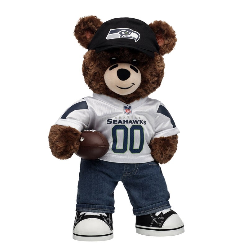 Football Bear with Seattle Seahawks Jersey, Fan Hat, and Football - Build-A-Bear Workshop&reg;