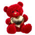 Red Roses Bear with Gold Heart Gift Set