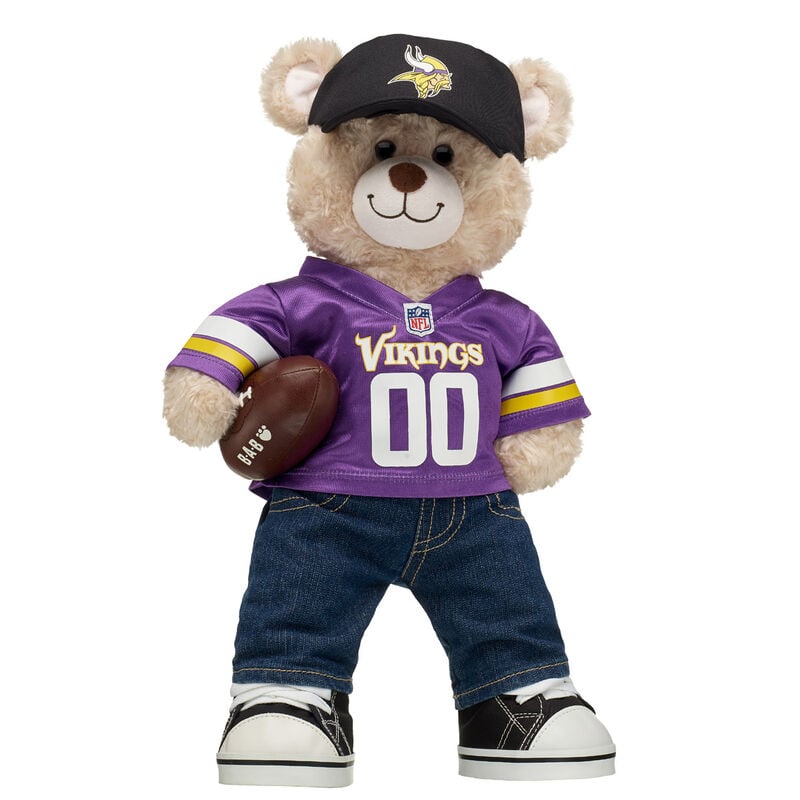 Happy Hugs Teddy Bear with Minnesota Vikings Jersey, Hat, and Football - Build-A-Bear Workshop®