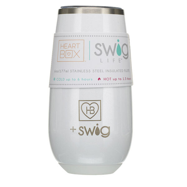 6 oz. HeartBox x Swig Life White Stemless Flute