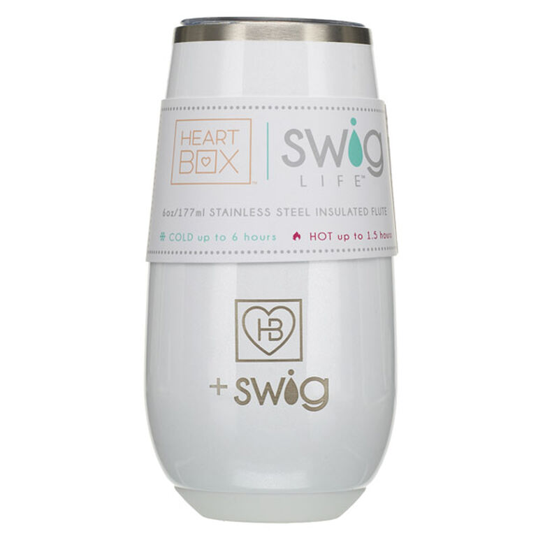 6 oz. HeartBox x Swig Life White Stemless Flute