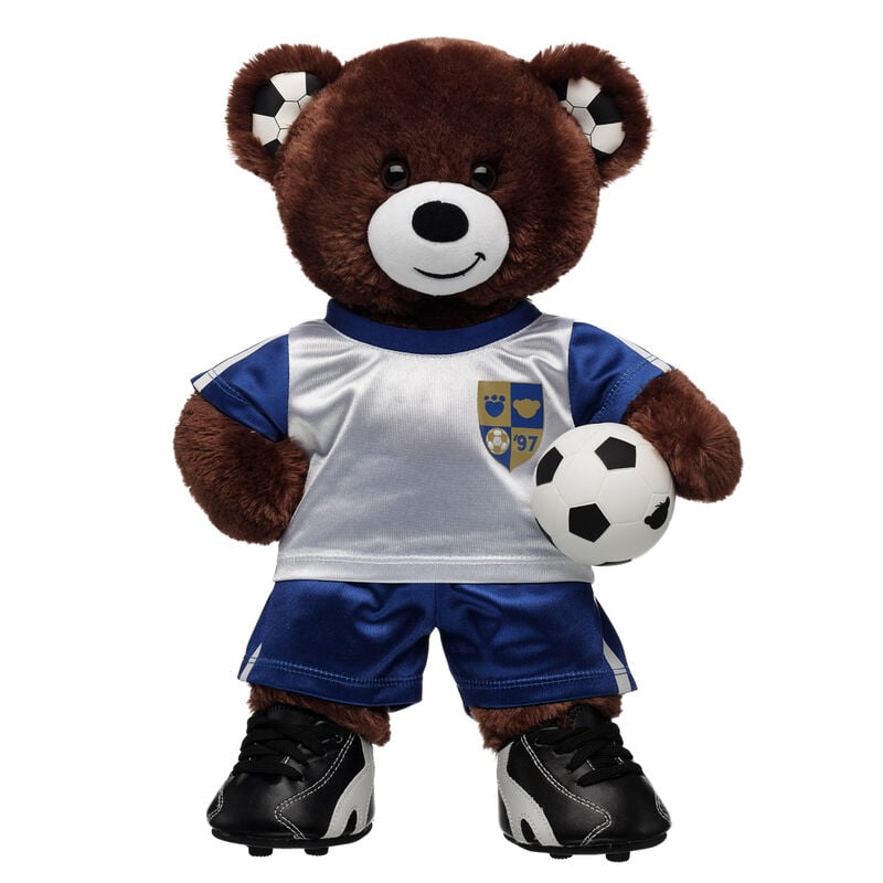 Let's Goal Bear Blue Soccer Uniform Gift Set plush by Build-A-Bear
