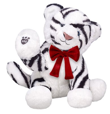White Tiger Stuffed Animal with Red Gifting Bow