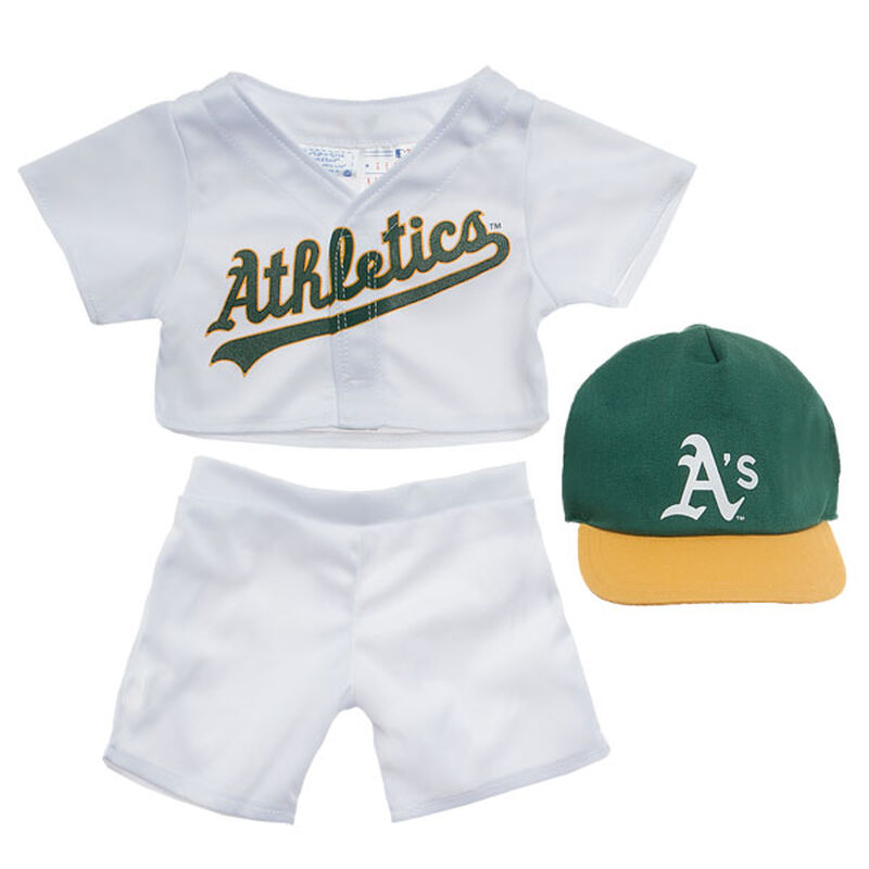 Build-A-Bear Oakland Athletics Home Uniform Stuffed Animal Character Costume 3 Pc. in White