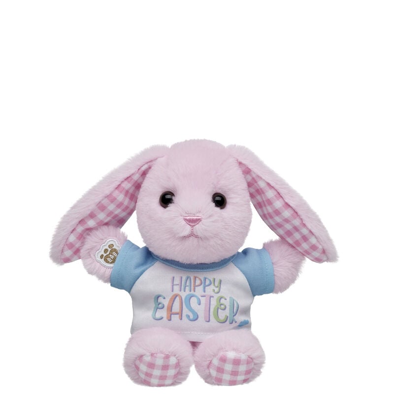 Build-A-Bear Mini Beans Pink Gingham Pawlette Bunny Plush with Happy Easter T-Shirt plush by Build-A-Bear