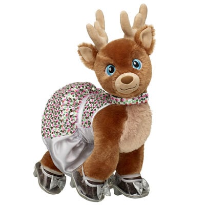 Glisten and the Merry Mission Santa's Reindeer Plush Pink and Green Dress Gift Set with Heels
