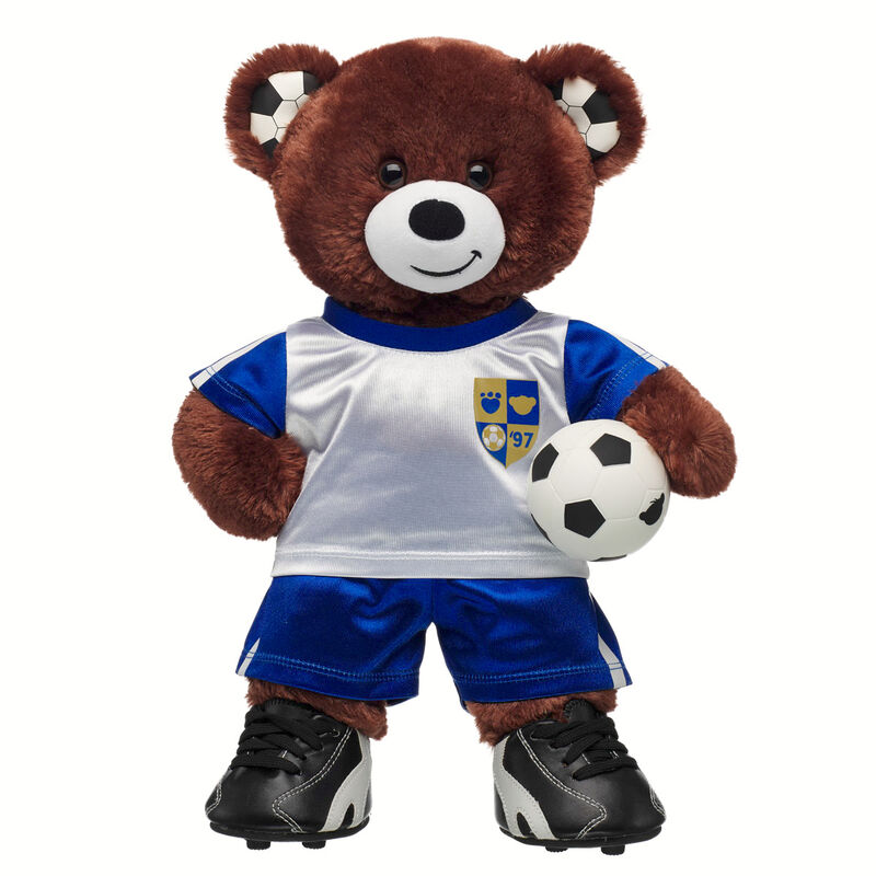 Let's Goal Bear Blue Soccer Uniform Gift Set plush by Build-A-Bear