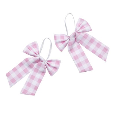 Pink Gingham Ear Bows
