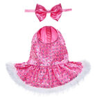 Pink Sequin Reindeer Dress & Bow Set 2 pc.