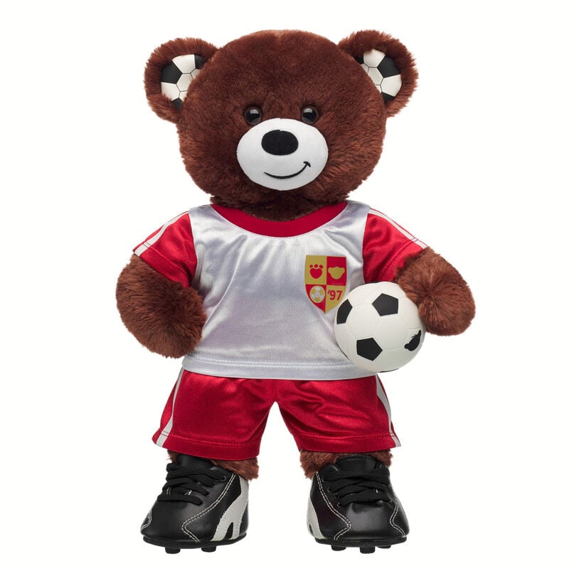 Let's Goal Bear Red Soccer Uniform Gift Set plush by Build-A-Bear