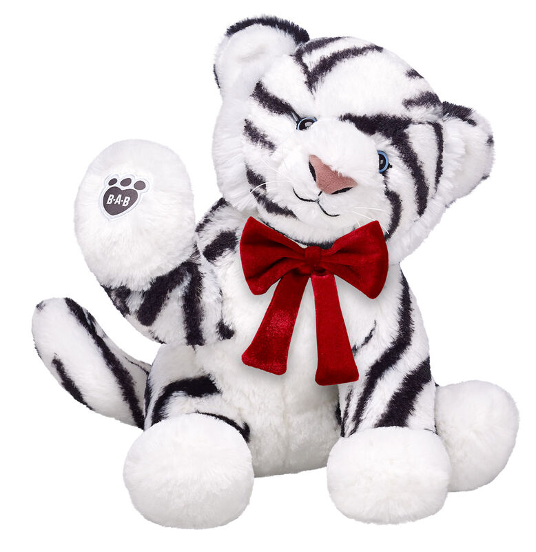 White Tiger Stuffed Animal with Red Gifting Bow - Build-A-Bear Workshop®