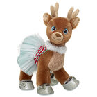 Santa's Reindeer Stuffed Animal Fur Dress and Silver Flats Gift Set 