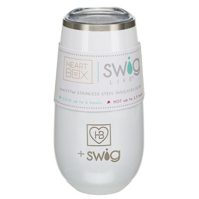 6 oz. HeartBox x Swig Life White Stemless Flute