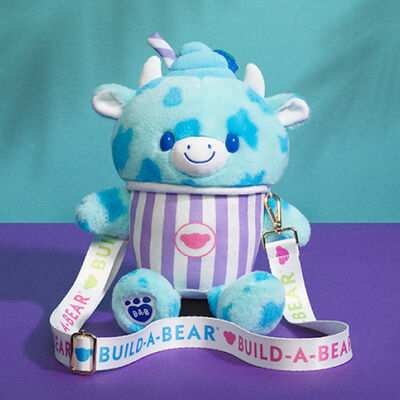 Blue Raspberry Cow Slushie Plushie with Carrying Strap