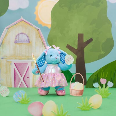 Blue Gingham Pawlette&trade; Bunny Plush Sequin Dress Gift Set