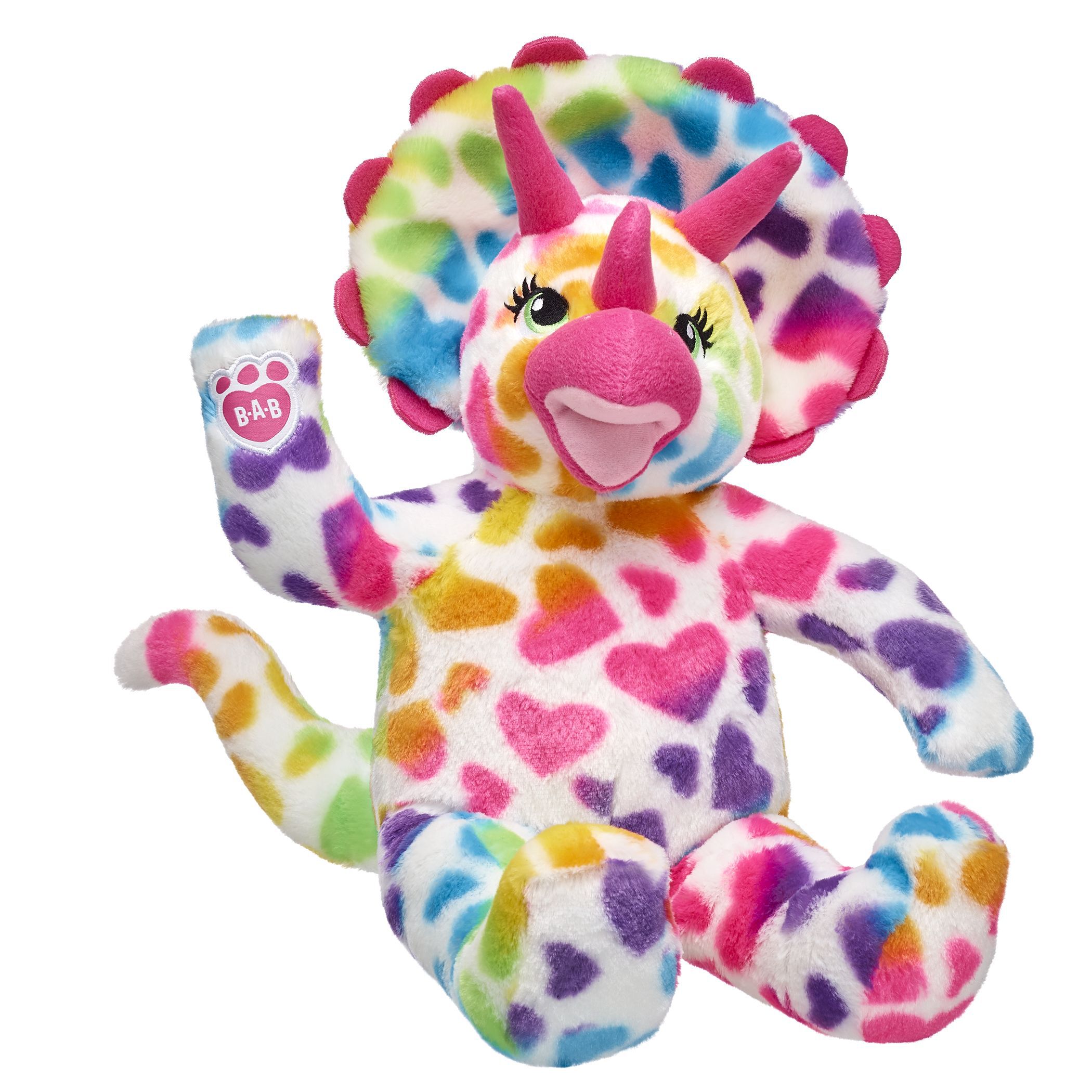 Rainbow Hearts Triceratops Stuffed Animal