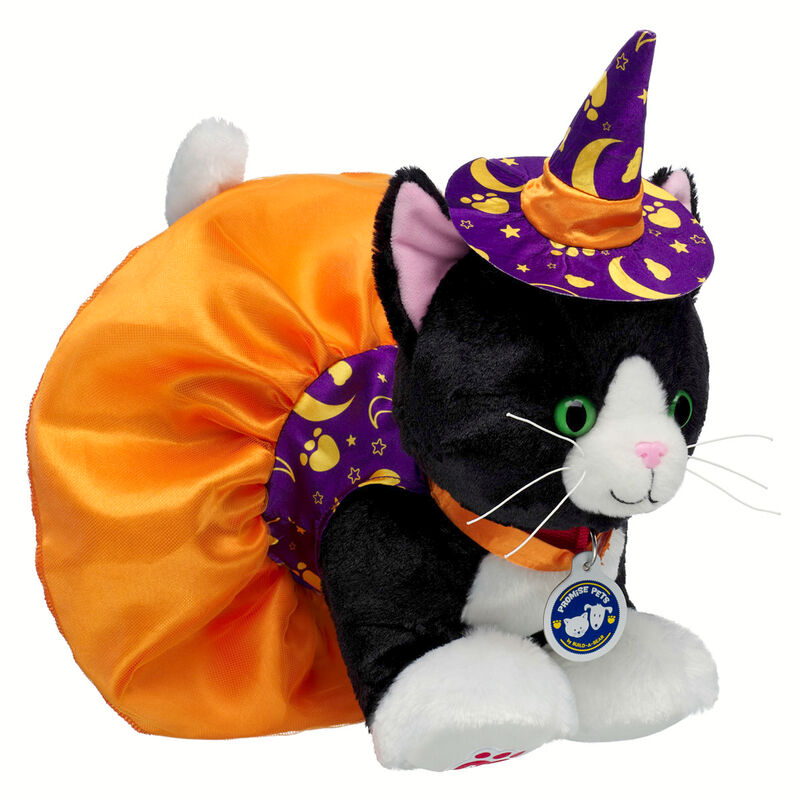 Promise Pets Tuxedo Cat Stuffed Animal Halloween Witch Gift Set