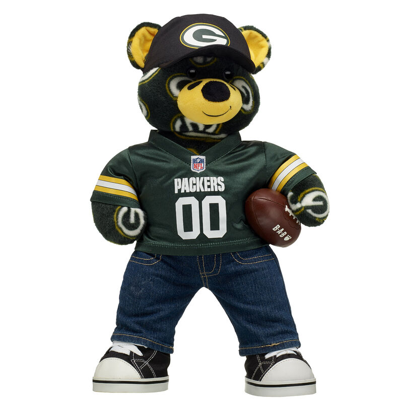 Green Bay Packers Teddy Bear with Fan Hat and Football - Build-A-Bear Workshop®