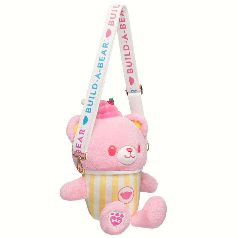 Strawberry Lemonade Bear Slushie Plushie with Carrying Strap plush by Build-A-Bear