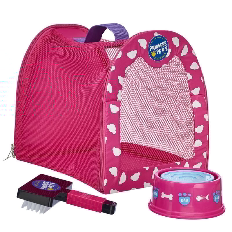 Promise Pets™ Pink Pet Carrier, Bowl and Brush Gift Set