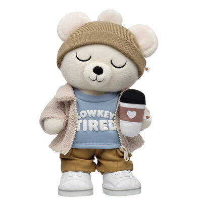 Mellow Moodies&trade; Huck Teddy Bear "Lowkey Tired" Gift Set with Jacket, Beanie & Coffee