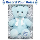 Personalized Baby Blue Teddy Bear Gift Set with Recorded Message