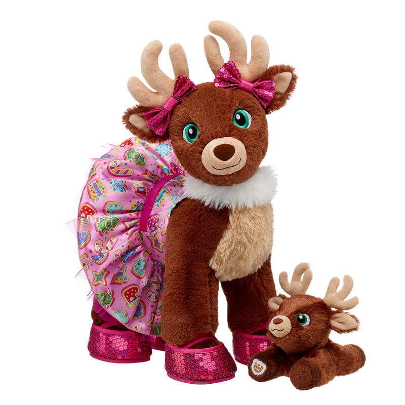Santa's Reindeer Plush with Pink Dress, Bows, Flats & Mini Beans&reg; Plush