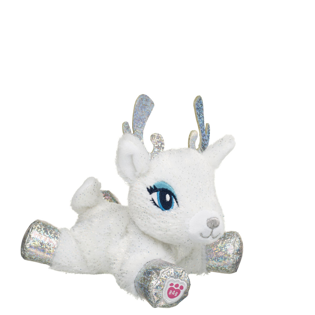 Build A Bear Stuffed Toy Mini Beans Glisten Plush in White Gray