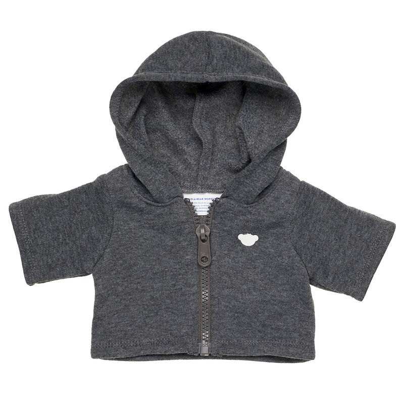 Charcoal Grey Zip Hoodie Plush Accessory