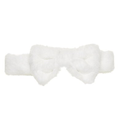 White Plush Bow Headwrap