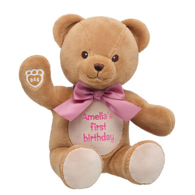 Personalized Embroidered Baby Brown Teddy Bear with Gifting Bow
