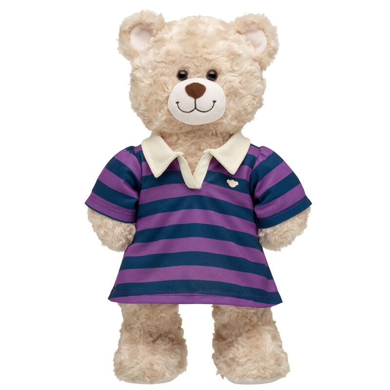 Navy and Purple Stripe Polo Dress for Stuffed Animals - Build-A-Bear Workshop&reg;