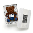 Chocolate Brown Teddy Bear with Swig Life Navy Insulated Lowball