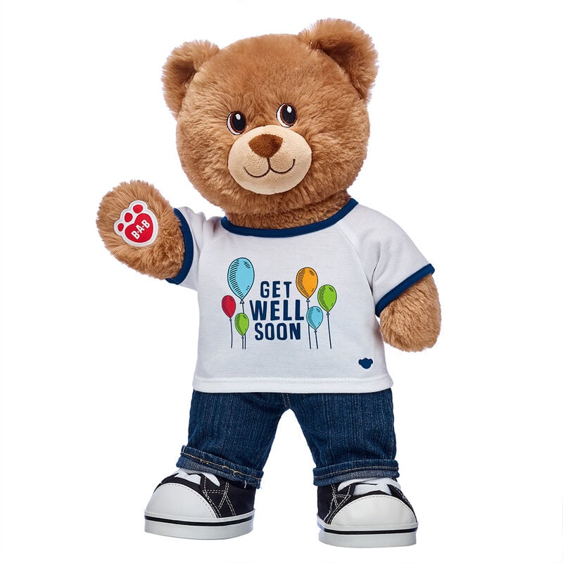 Personalised Get Well Soon Card - Teddy Bear with Heart - Any Name/Any  Message