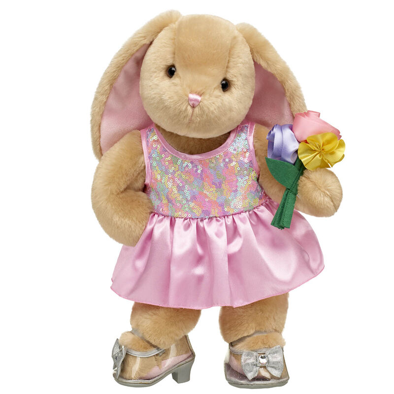 Pawlette™ Bunny Plush Sequin Dress Gift Set with Bouquet - Build-A-Bear Workshop®