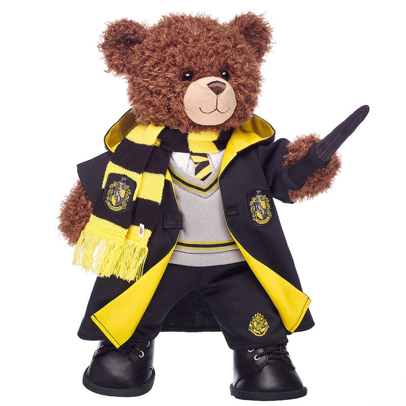 Harry Potter Bear Hufflepuff Gift Bundle with House Robe, Scarf, Hogwarts Pants & Wand