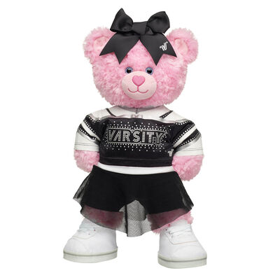 Pink Cuddles Teddy Bear Varsity Spirit All-Star Black Cheer Uniform Gift Set