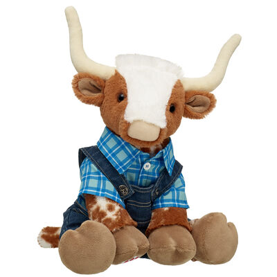 Longhorn Cow Stuffed Animal Overalls Gift Set