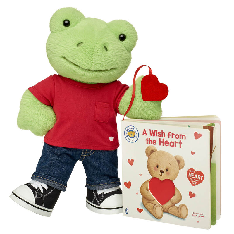Spring Green Frog Stuffed Animal "A Wish from the Heart" Board Book Gift Set - Build-A-Bear Workshop®