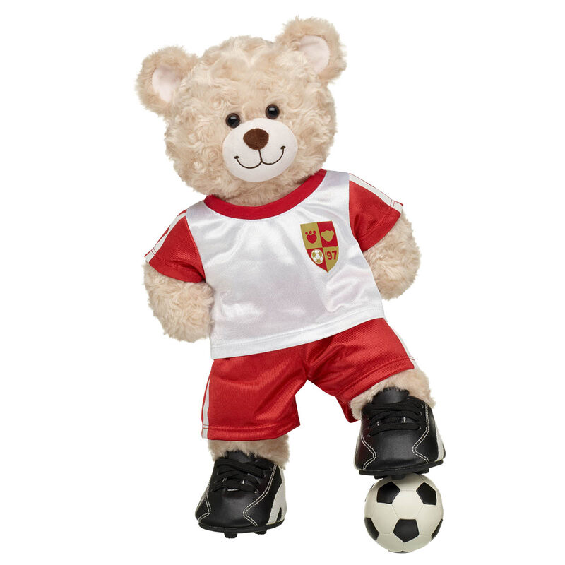 Happy Hugs Teddy Bear Red Soccer Gift Set with Soccer Ball - Build-A-Bear Workshop®