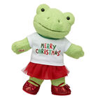 Spring Green Frog Stuffed Animal Merry Christmas Gift Set 