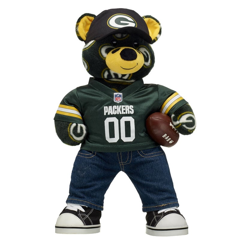 Green Bay Packers Teddy Bear with Fan Hat and Football - Build-A-Bear Workshop&reg;