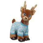 Santa's Reindeer Stuffed Animal Candy Cane Pajamas Gift Set 