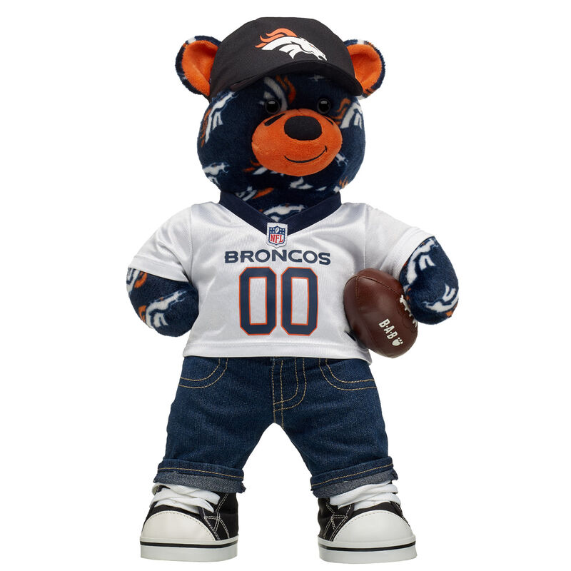 Denver Broncos Teddy Bear with Jersey, Football, and Fan Hat - Build-A-Bear Workshop&reg;