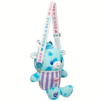 Blue Raspberry Cow Slushie Plushie with Carrying Strap
