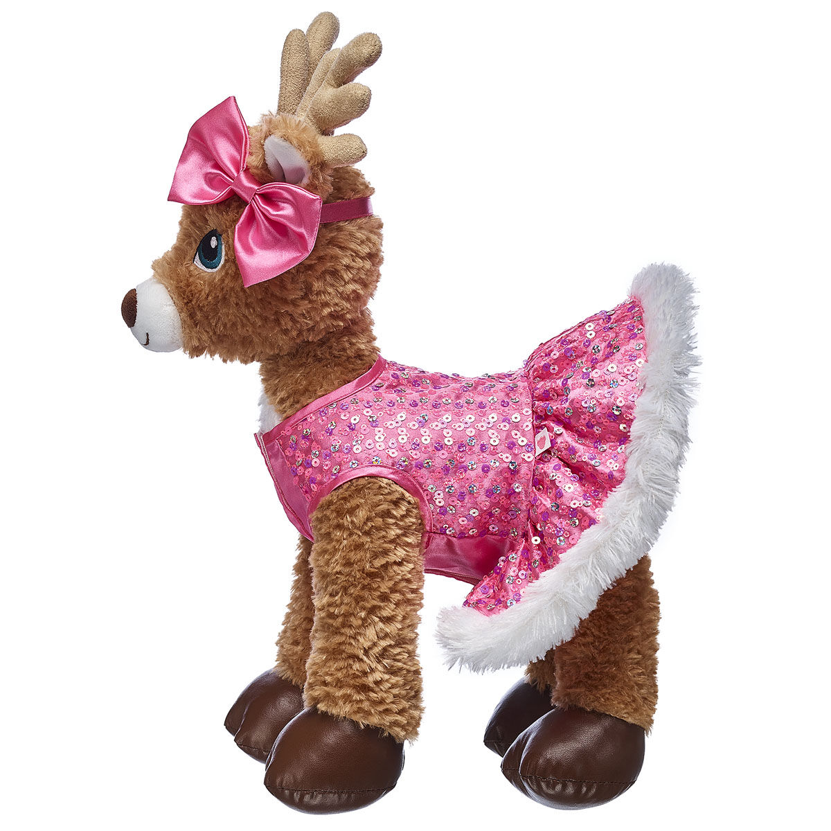 Pink Sequin Reindeer Dress & Bow Set 2 pc.