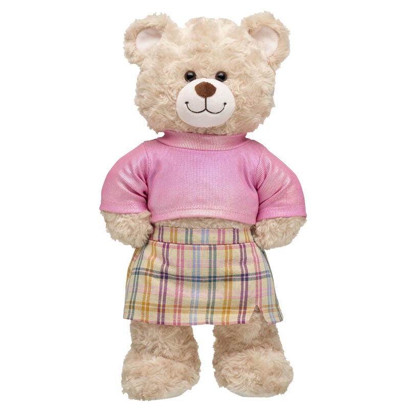 2-Piece Pink Top and Plaid Skirt Outfit for Stuffed Animals - Build-A-Bear Workshop&reg;