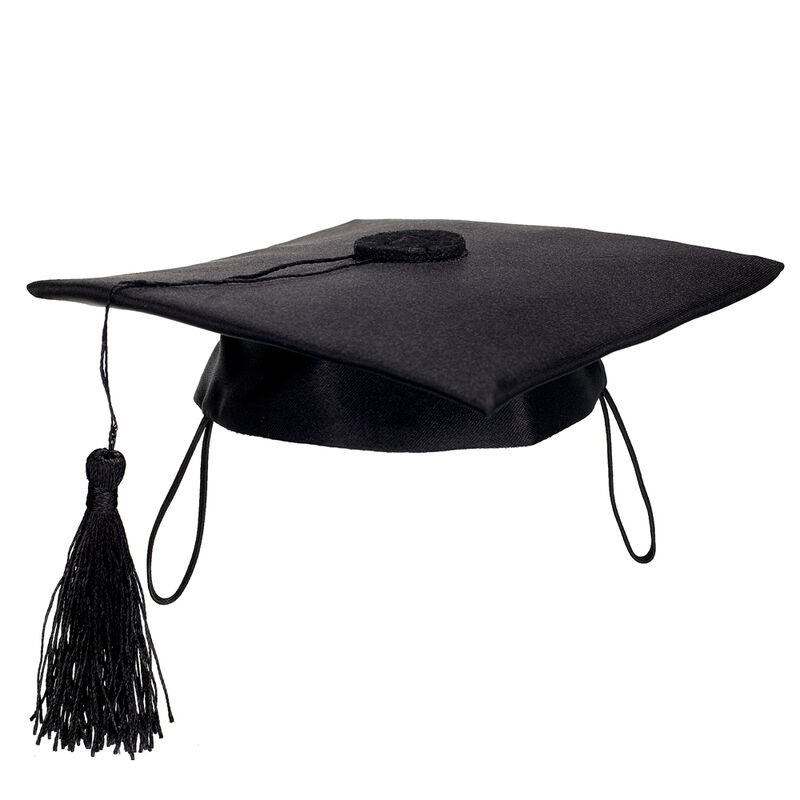 Black Graduation Cap with Orange Tassel