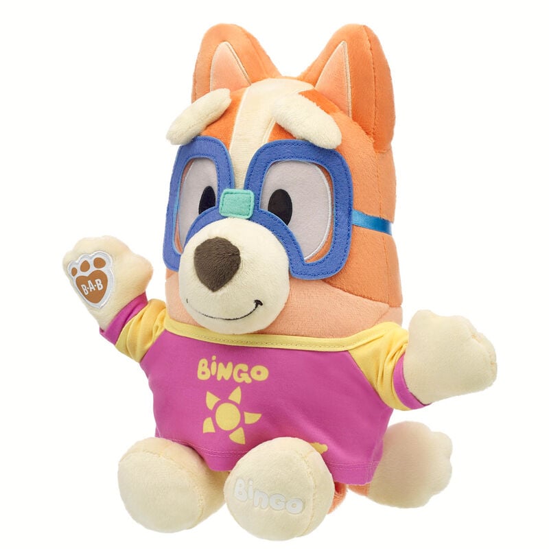 Bingo plush soft toy with Swim Shirt and Goggle Set by Build-A-Bear